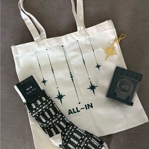 ALL-IN Podcast Swag Holiday Party Canvas Tote, Socks, Ornament, Trinket